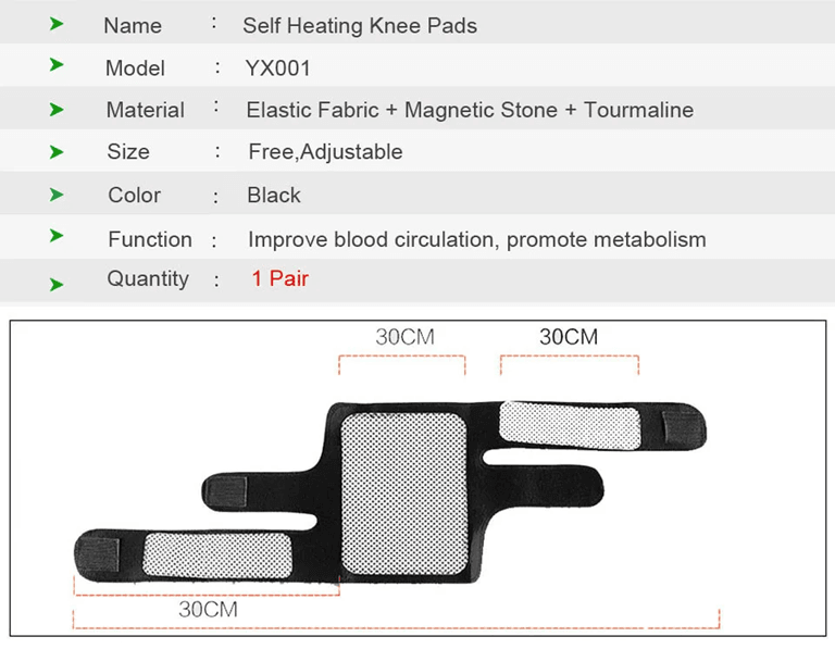 ThermaFlex SelfHeating Magnetic Knee Brace  Adjustable Tourmaline Therapy Pads For Pain Relief And  3