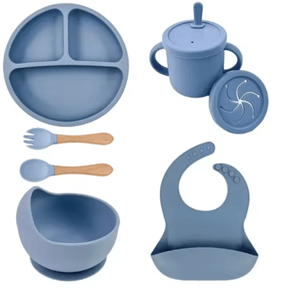 LittleNest Silicone Baby Feeding Set  NonSlip Suction Plate Straw Cup  Wooden Utensils For Toddlers 10