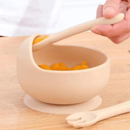 LittleNest Silicone Baby Feeding Set  NonSlip Suction Plate Straw Cup  Wooden Utensils For Toddlers 2