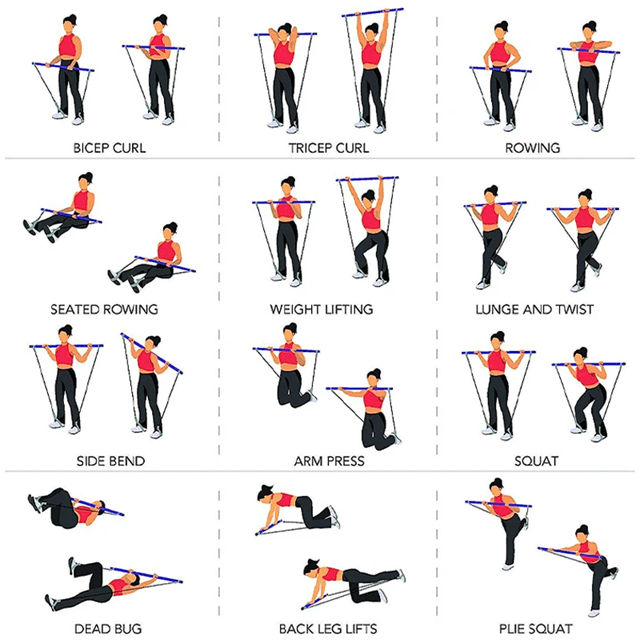 FlexCore Multifunctional Pilates Bar  Portable Yoga Resistance Band And Full Body Toning Trainer 2