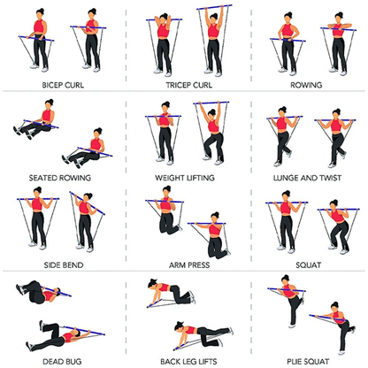 FlexCore Multifunctional Pilates Bar  Portable Yoga Resistance Band And Full Body Toning Trainer 2