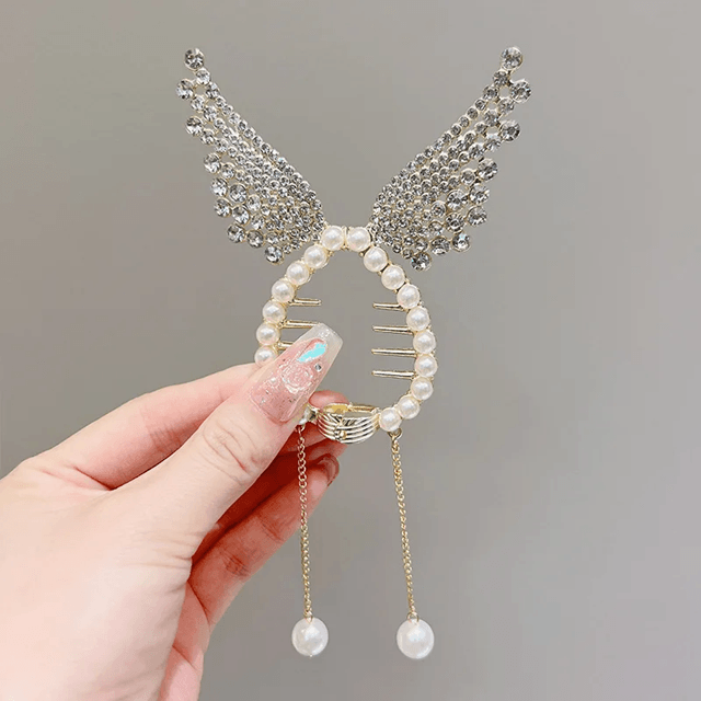 AngelGleam Tassel Hair Clip  Elegant Wing And Pearl Hair Accessory For Girls And Women 4