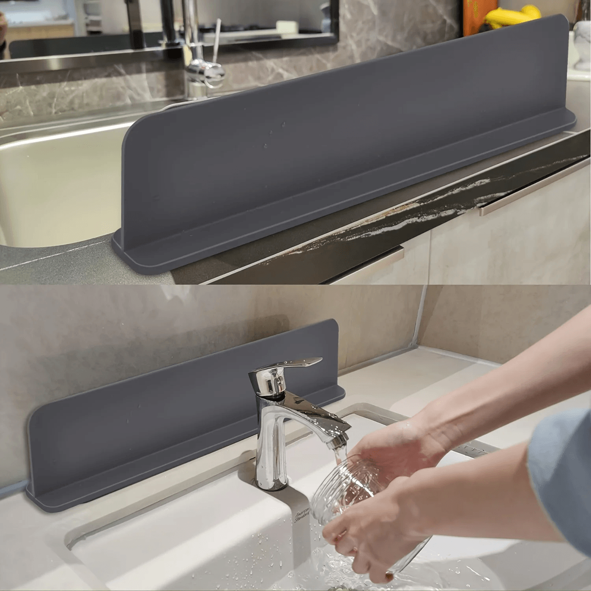 AquaShield Silicone Sink Splash Guard  NonSlip Water Barrier With Suction Cups For Kitchen And Bath 1