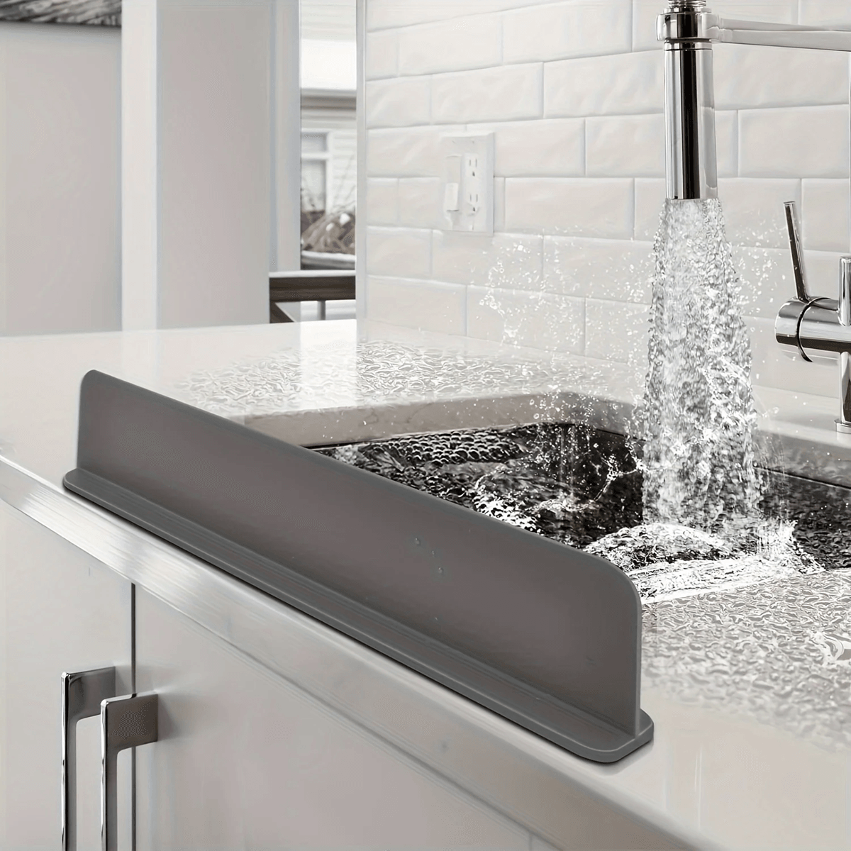 AquaShield Silicone Sink Splash Guard  NonSlip Water Barrier With Suction Cups For Kitchen And Bath 2