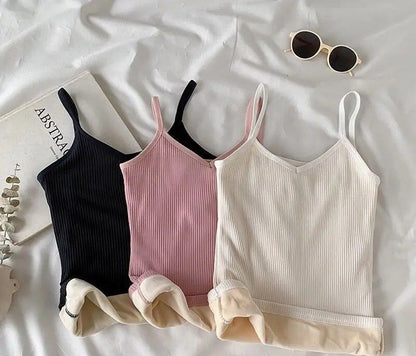 Women Winter Warm Thermal Sleeveless Velvet Tank Top