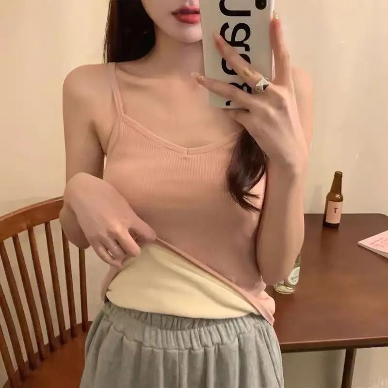 Women Winter Warm Thermal Sleeveless Velvet Tank Top 1