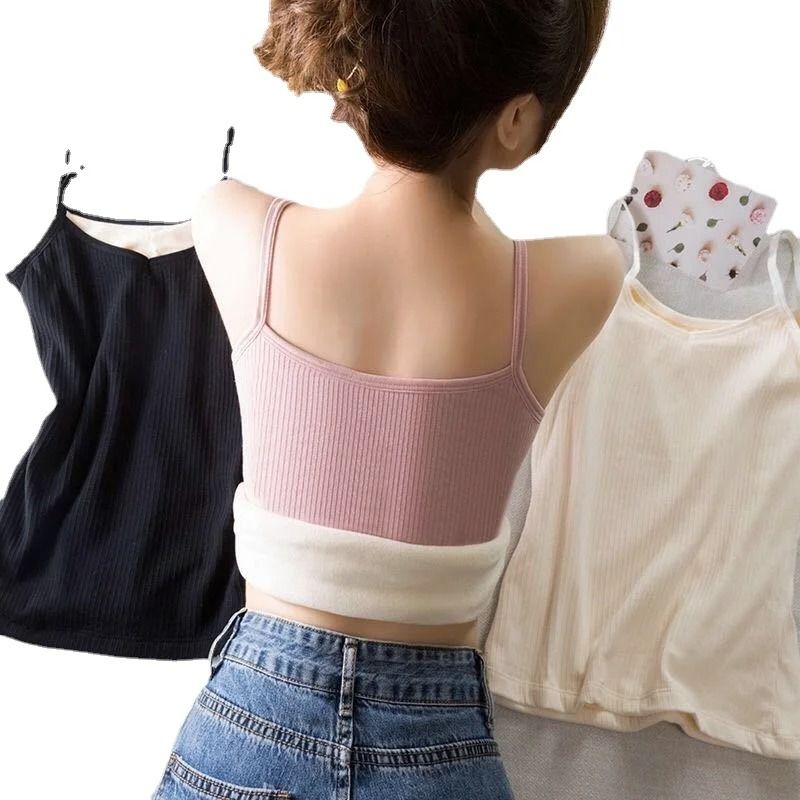 Women Winter Warm Thermal Sleeveless Velvet Tank Top 3