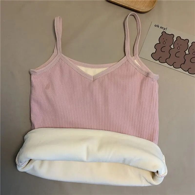 Women Winter Warm Thermal Sleeveless Velvet Tank Top 6