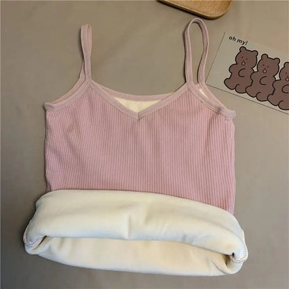 Women Winter Warm Thermal Sleeveless Velvet Tank Top 6