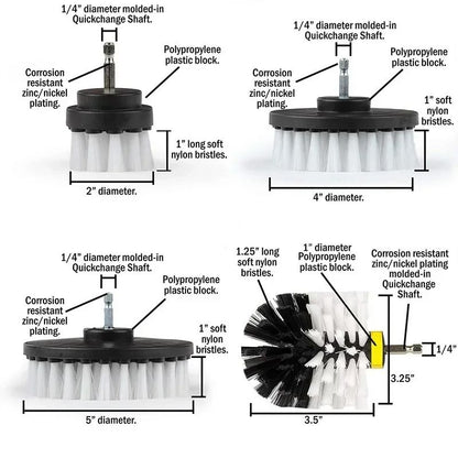 Adjustable Brush Attachment Set For Power Scrubber And Car Polisher Cleaning Kit 5