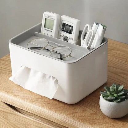 Gray Multifunctional Tissue Storage Box  Sleek Desktop Organizer For Tissues Remotes  More 4