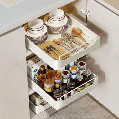Kitchen Storage Rack Slide Rail Pull Out Nail Free Installation High Temperature Detachable Split D 2