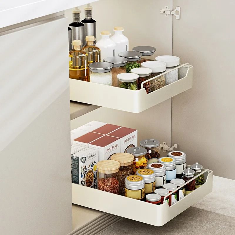 Kitchen Storage Rack Slide Rail Pull Out Nail Free Installation High Temperature Detachable Split D 3