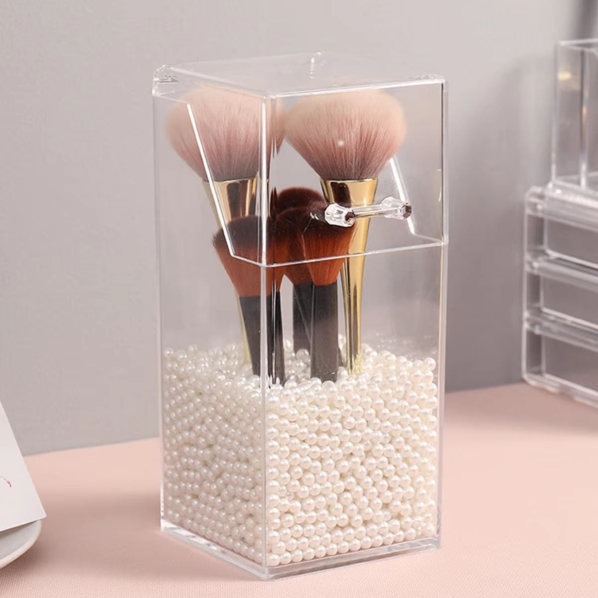 Clarity Stand Makeup Brush Holder  Simple Transparent Storage Box 2