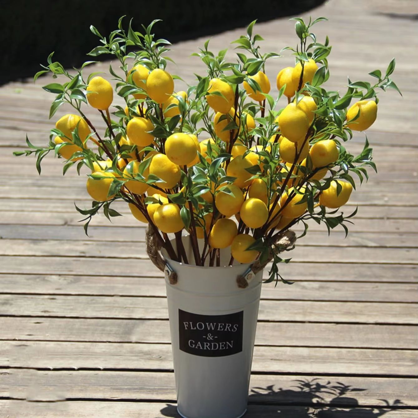 Sunny Luxe Artificial Lemon Branch With Green Leaves  Realistic Home Decor Stem 1