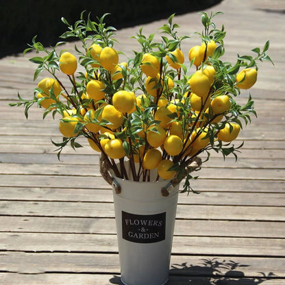 Sunny Luxe Artificial Lemon Branch With Green Leaves  Realistic Home Decor Stem 1