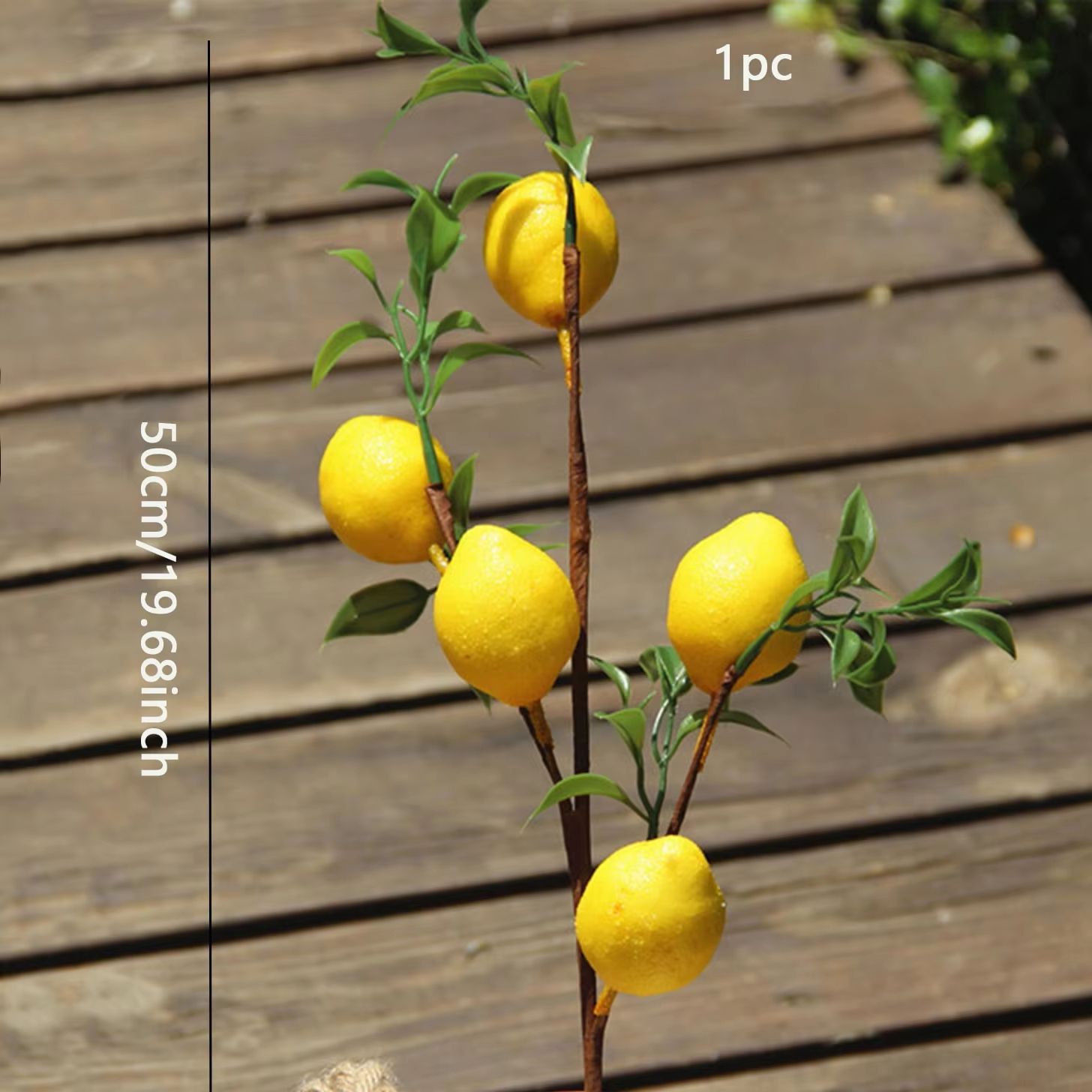 Sunny Luxe Artificial Lemon Branch With Green Leaves  Realistic Home Decor Stem 3