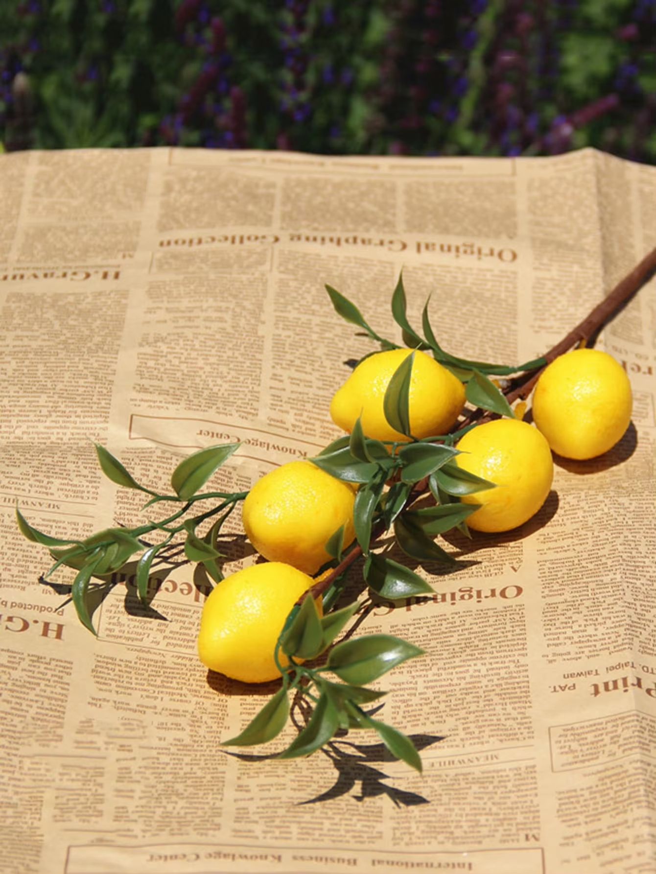 Sunny Luxe Artificial Lemon Branch With Green Leaves  Realistic Home Decor Stem 5