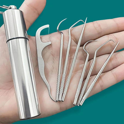 CleanCarry Stainless Steel Toothpick & Flossing Travel Set
