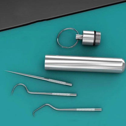 CleanCarry Stainless Steel Toothpick  Flossing Travel Set 4