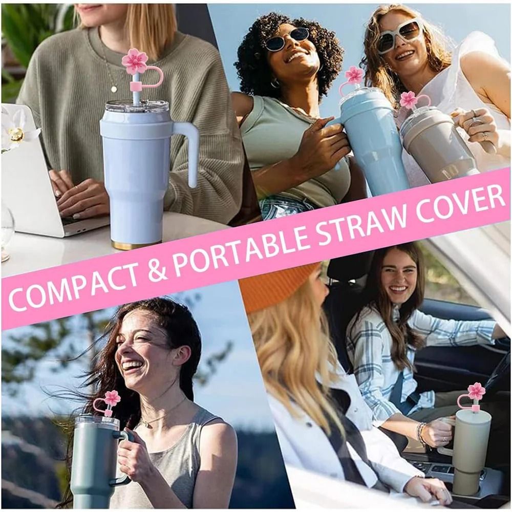 Flower Design Silicone Straw Covers For Stanley Cups 30 Oz And 40 Oz 5