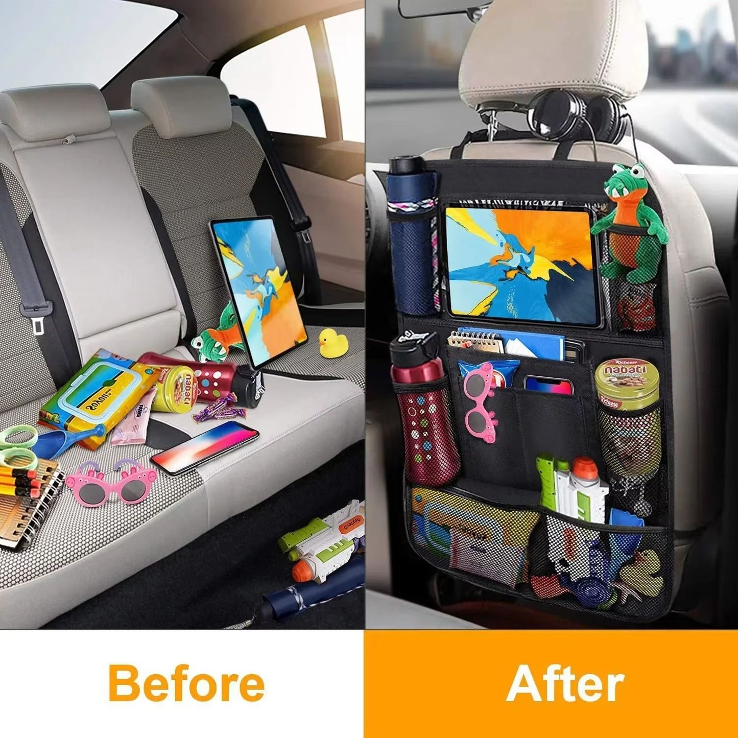 RoadMaster Pro MultiPocket Car Seat Organizer  Waterproof Travel Storage For Daily Use  Road Trips 5