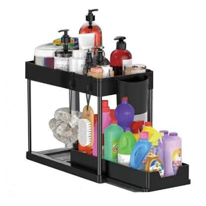Two Tier Under Sink Organizer Sliding Cabinet Storage Rack