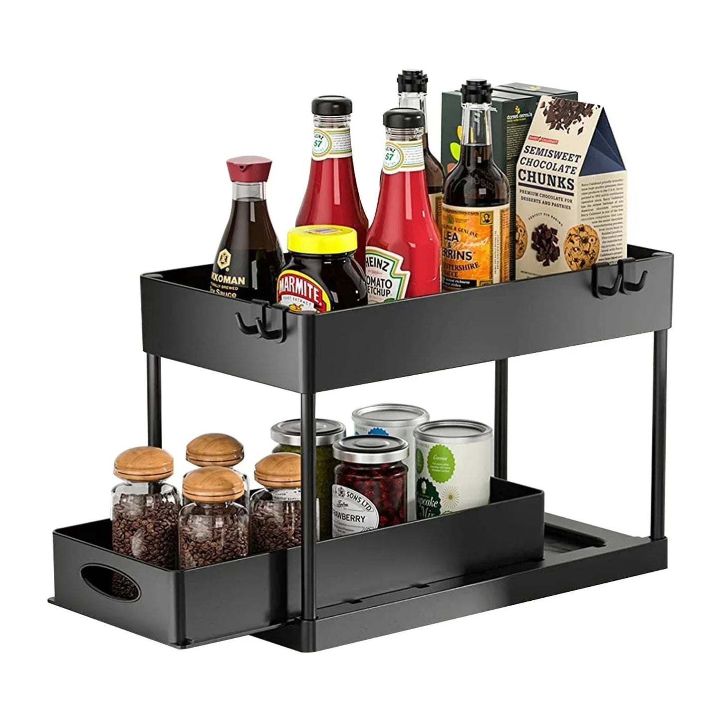 Two Tier Under Sink Organizer Sliding Cabinet Storage Rack 2