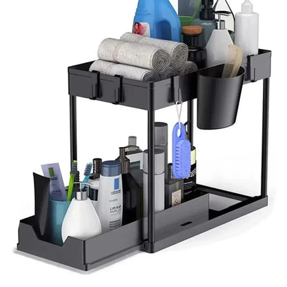 Two Tier Under Sink Organizer Sliding Cabinet Storage Rack 9
