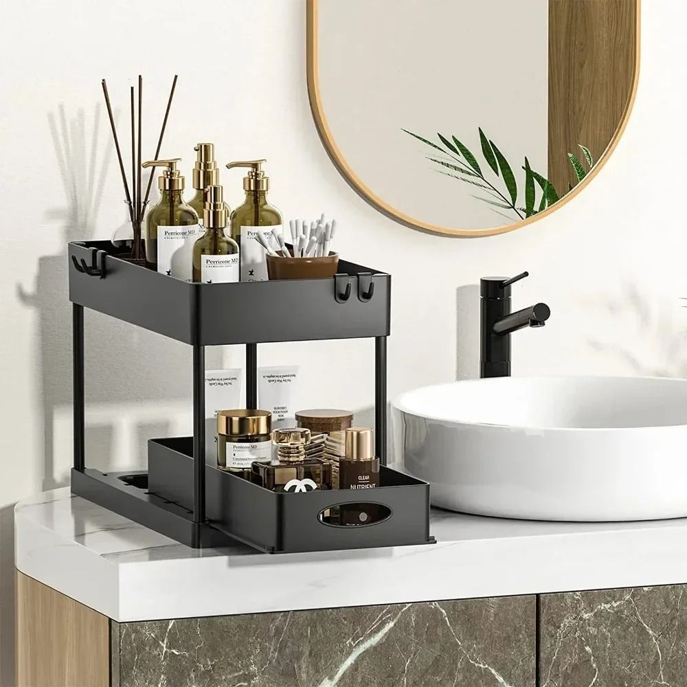 Two Tier Under Sink Organizer Sliding Cabinet Storage Rack 4