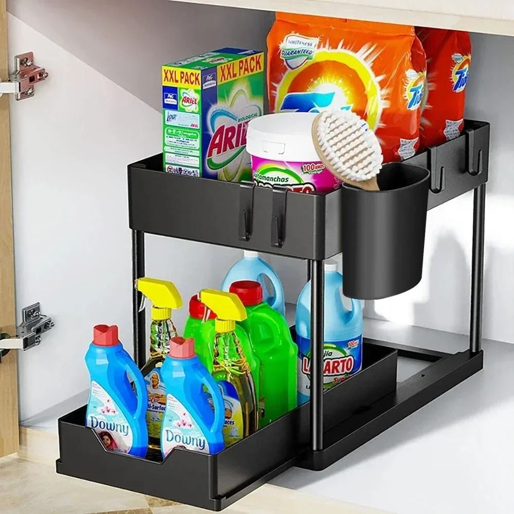 Two Tier Under Sink Organizer Sliding Cabinet Storage Rack 20