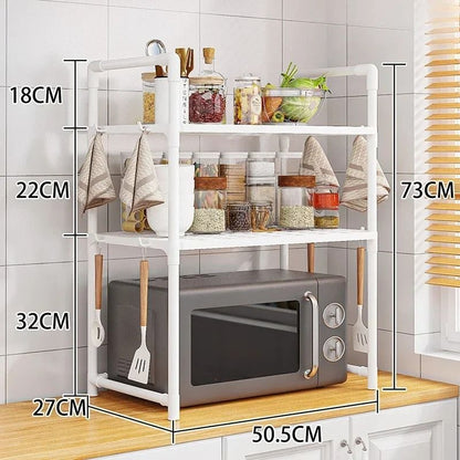Multi Layer Kitchen Storage Rack Microwave Organizer Shelf 8