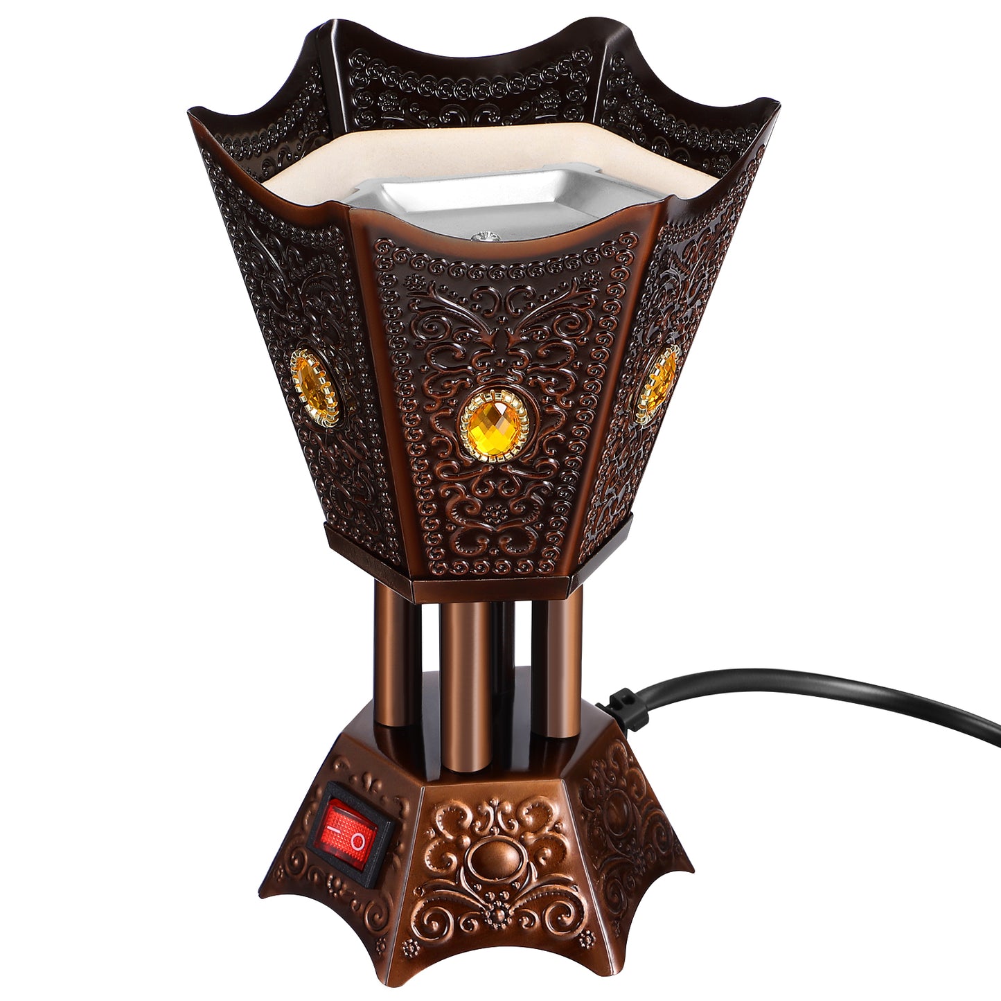 Electric Incense Burner Retro Household Censer Iron Bakhoor Warmer LED Timer Aroma Therapy Incense  1
