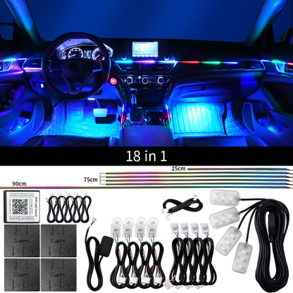 RGB Symphony Streamer, Led Car Ambient Lights, Bluetooth Rainbow Acrylic Strips, Atmosphere Lamp Kit