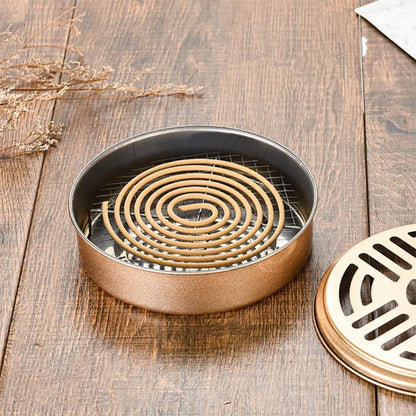 Portable Stainless Steel Round Rack Plate, Modern Spiral Cover Mosquito Coil Holder Tray, Incense Insect Repellent