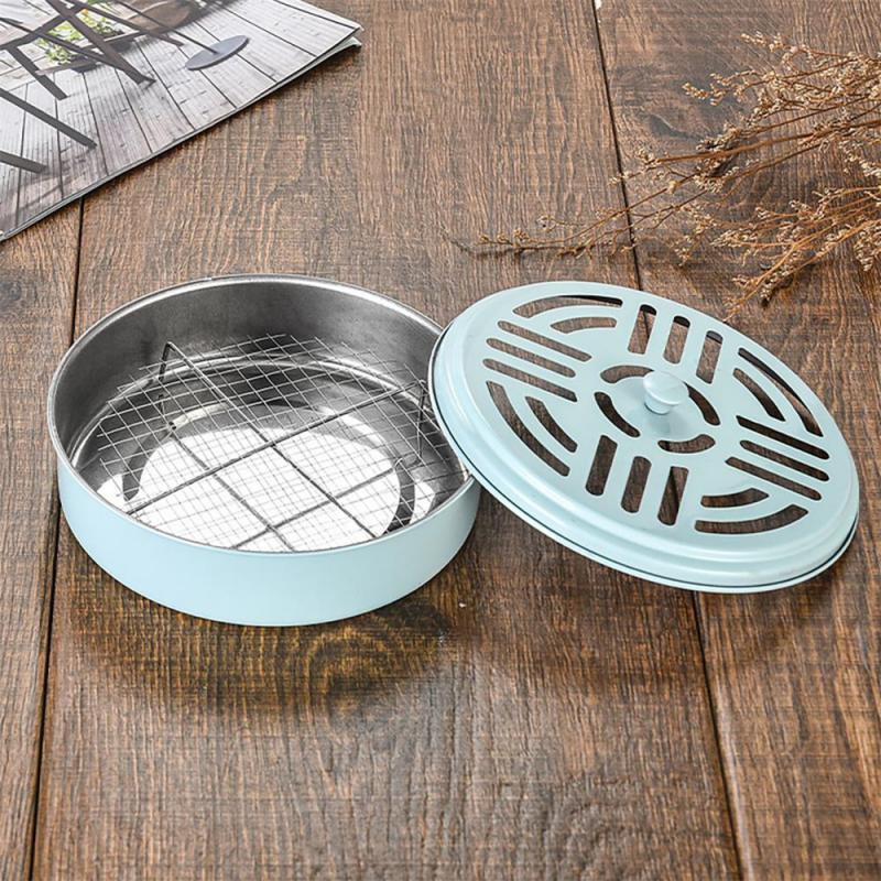 Portable Stainless Steel Round Rack Plate, Modern Spiral Cover Mosquito Coil Holder Tray, Incense Insect Repellent