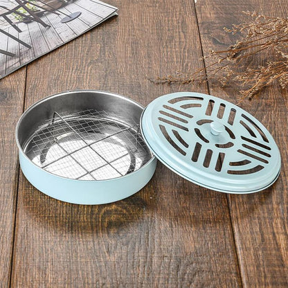 Portable Stainless Steel Round Rack Plate, Modern Spiral Cover Mosquito Coil Holder Tray, Incense Insect Repellent
