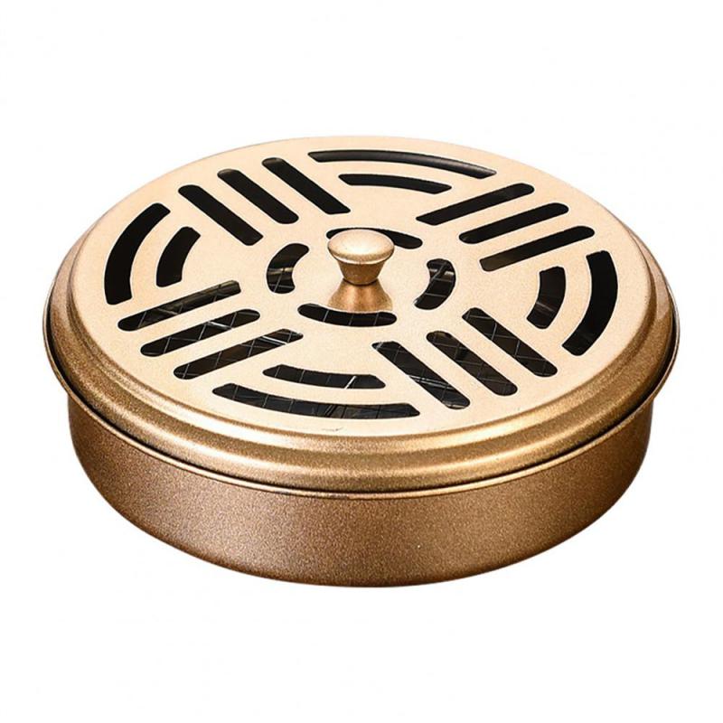 Portable Stainless Steel Round Rack Plate, Modern Spiral Cover Mosquito Coil Holder Tray, Incense Insect Repellent