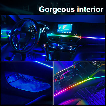 RGB LED Car Ambient Lights, Interior Rainbow Atmosphere Kit, Acrylic Strips Symphony Streamer