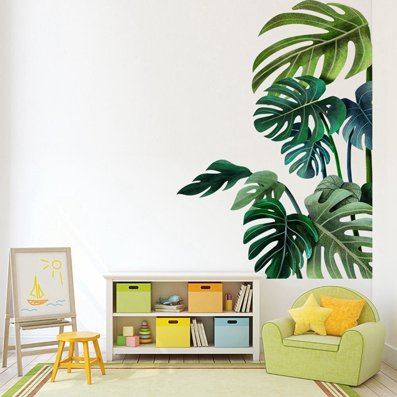 Large Nordic Green Leaf Wall Stickers, Removable PVC Eco Friendly Decals, Home Decor Art for Living Room Bedroom