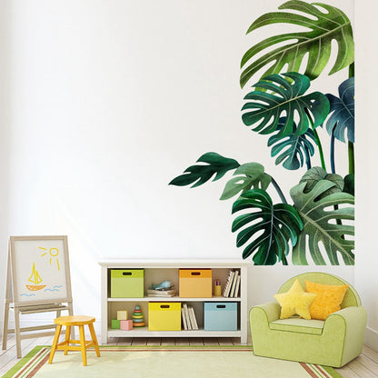 Large Nordic Green Leaf Wall Stickers, Removable PVC Eco Friendly Decals, Home Decor Art for Living Room Bedroom