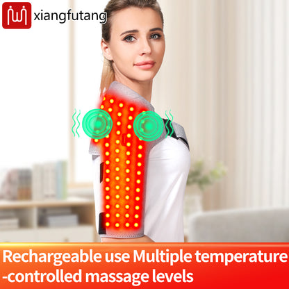 3-Speed Vibration Muscle Relax Belt, Red Light Shoulder Electric Heating Pad, Thermal Neck Health Care Brace