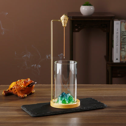 Glass Mountain Incense Holder, Dragon Clip Anti-Ash Incense Burner, Ash Catcher Stick Holder for Yoga Meditation