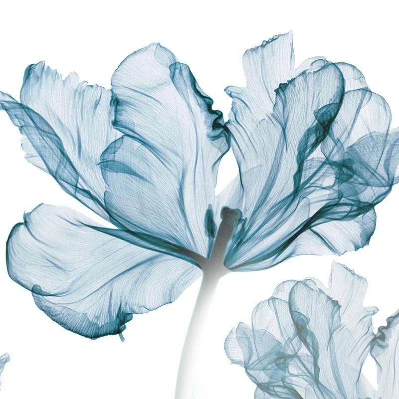 New Creative Nordic Blue Flower Wall Stickers 3D Wall Art Decals Home Living Room Sofa Warm Backgro 2