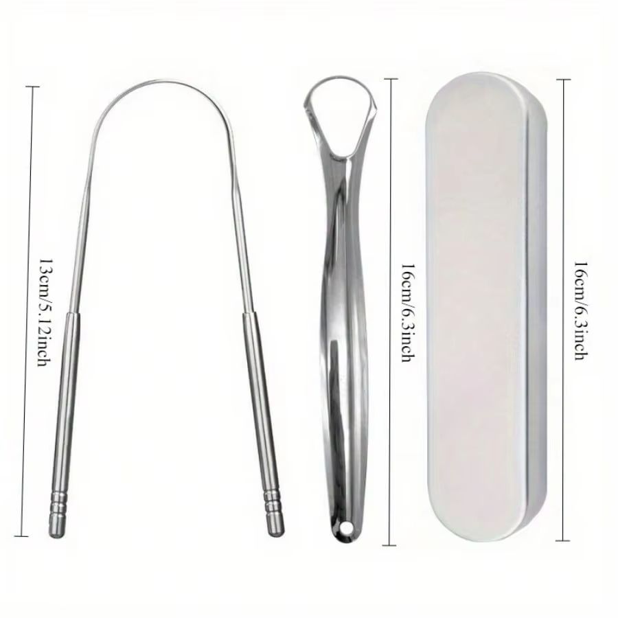PureClean Stainless Steel Tongue Scraper Set  UShaped Tongue Cleaner Kit 1234Piece In Case 2