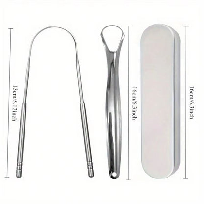 PureClean Stainless Steel Tongue Scraper Set  UShaped Tongue Cleaner Kit 1234Piece In Case 2
