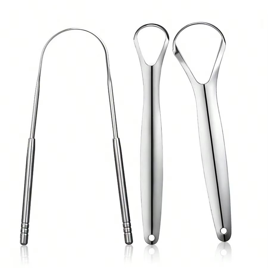 PureClean Stainless Steel Tongue Scraper Set  UShaped Tongue Cleaner Kit 1234Piece In Case 3