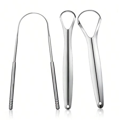 PureClean Stainless Steel Tongue Scraper Set  UShaped Tongue Cleaner Kit 1234Piece In Case 3