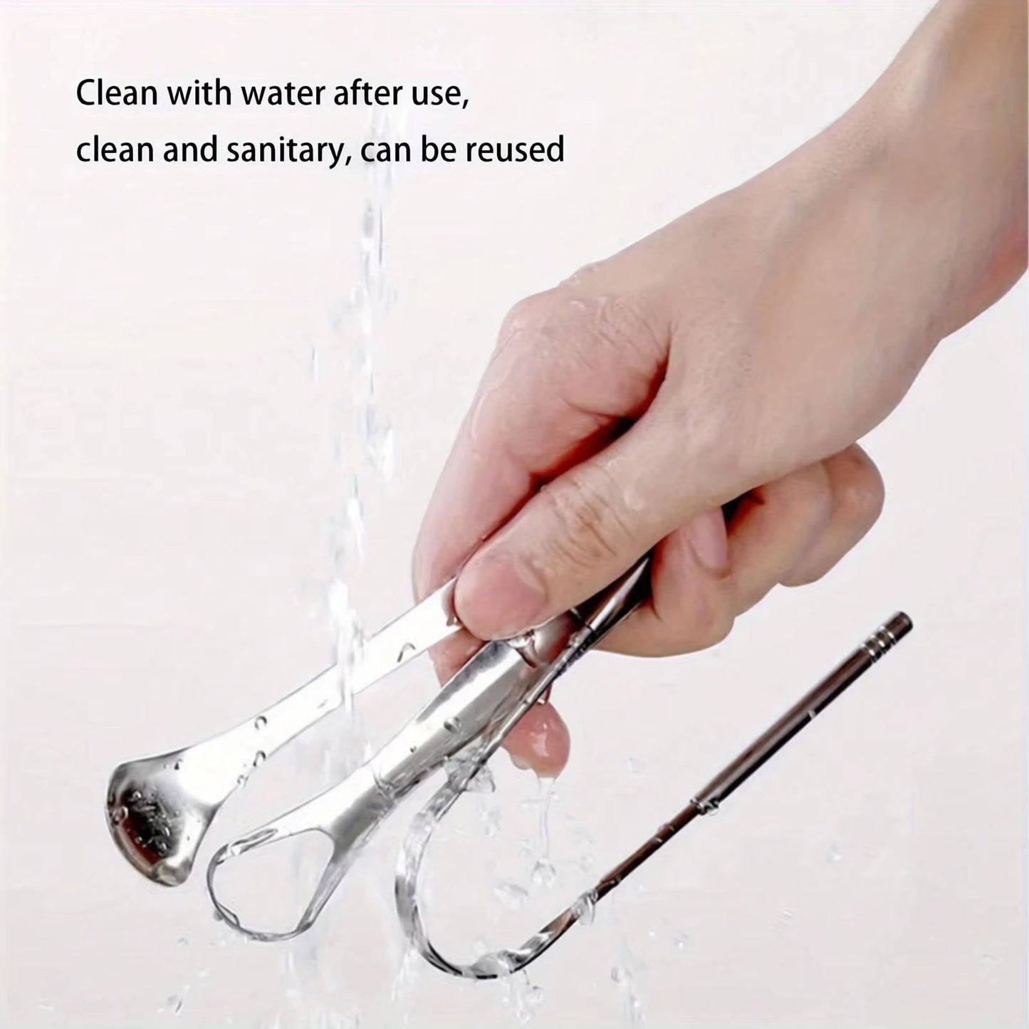 PureClean Stainless Steel Tongue Scraper Set  UShaped Tongue Cleaner Kit 1234Piece In Case 4