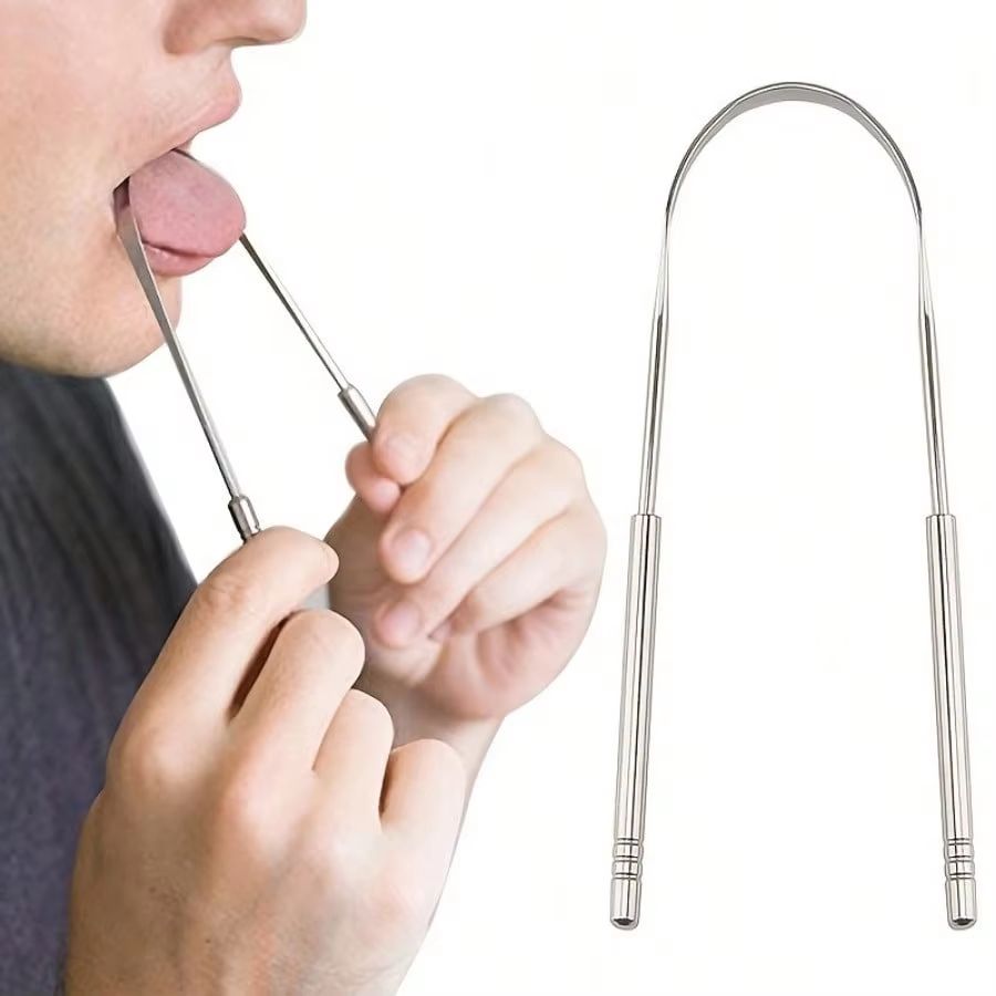 PureClean Stainless Steel Tongue Scraper Set  UShaped Tongue Cleaner Kit 1234Piece In Case 6